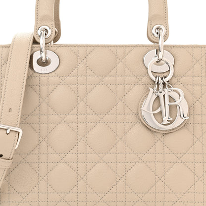 Christian Dior Grained Calfskin Cannage Medium Lady Dior Natural 8 of 13