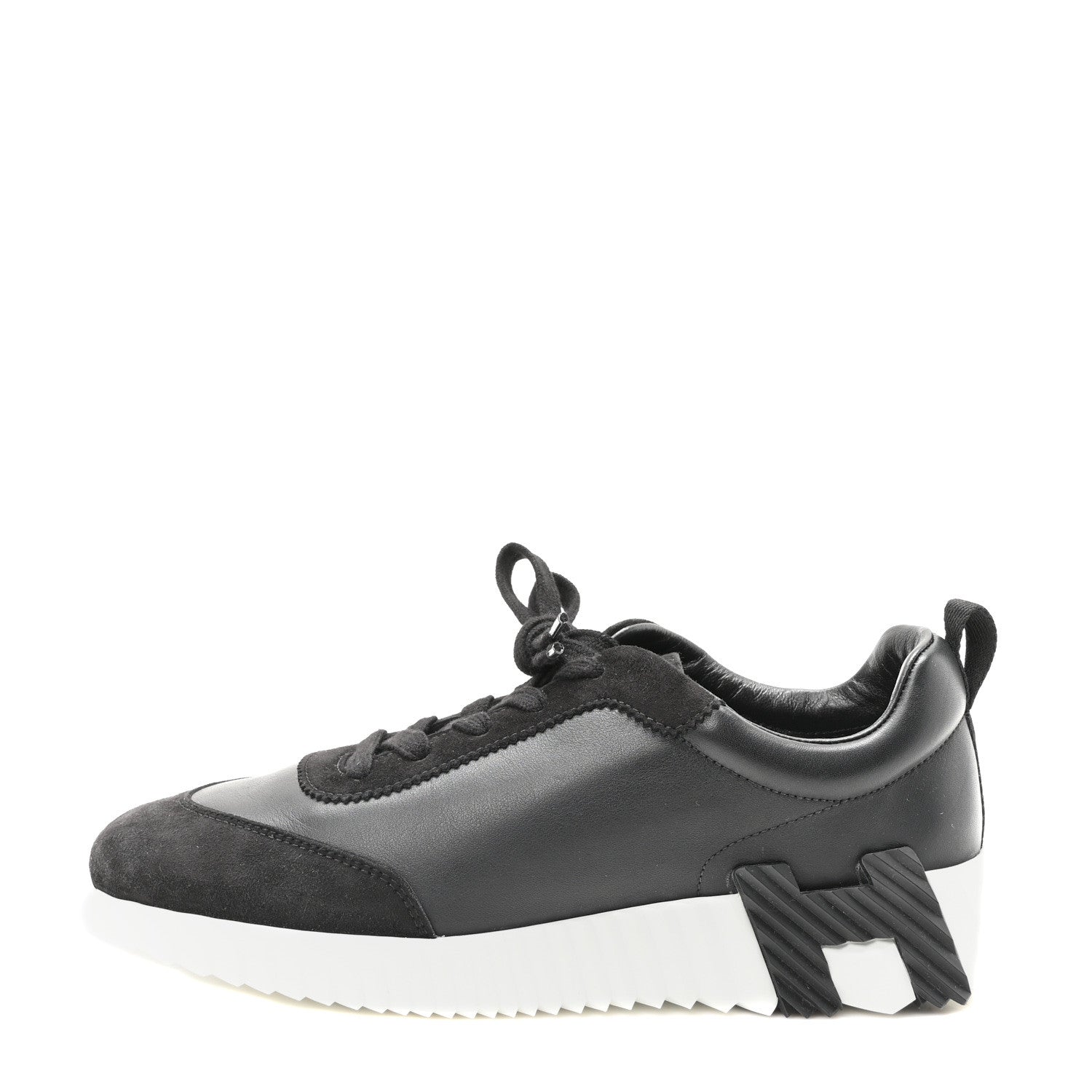 Hermes Goatskin Suede Goatskin Bouncing Sneakers 39.5 Black 1 of 8