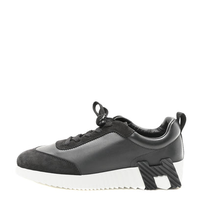 Hermes Goatskin Suede Goatskin Bouncing Sneakers 39.5 Black 1 of 8
