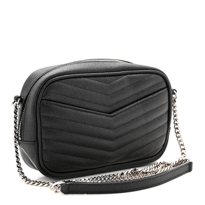 Saint Laurent Grain De Poudre Matelasse Monogram Mini Lou Camera Bag Black 3 of 10