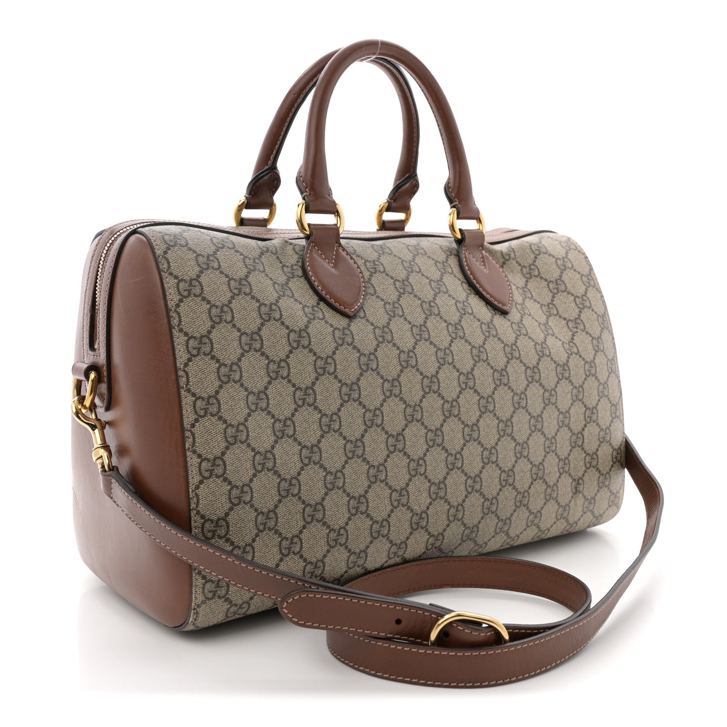 Gucci GG Supreme Monogram Medium Boston Beige Cuir 3 of 17