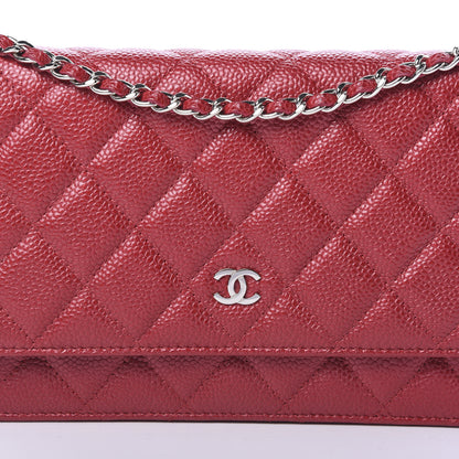 Chanel Iridescent Caviar Quilted Wallet On Chain WOC Red 8 of 11