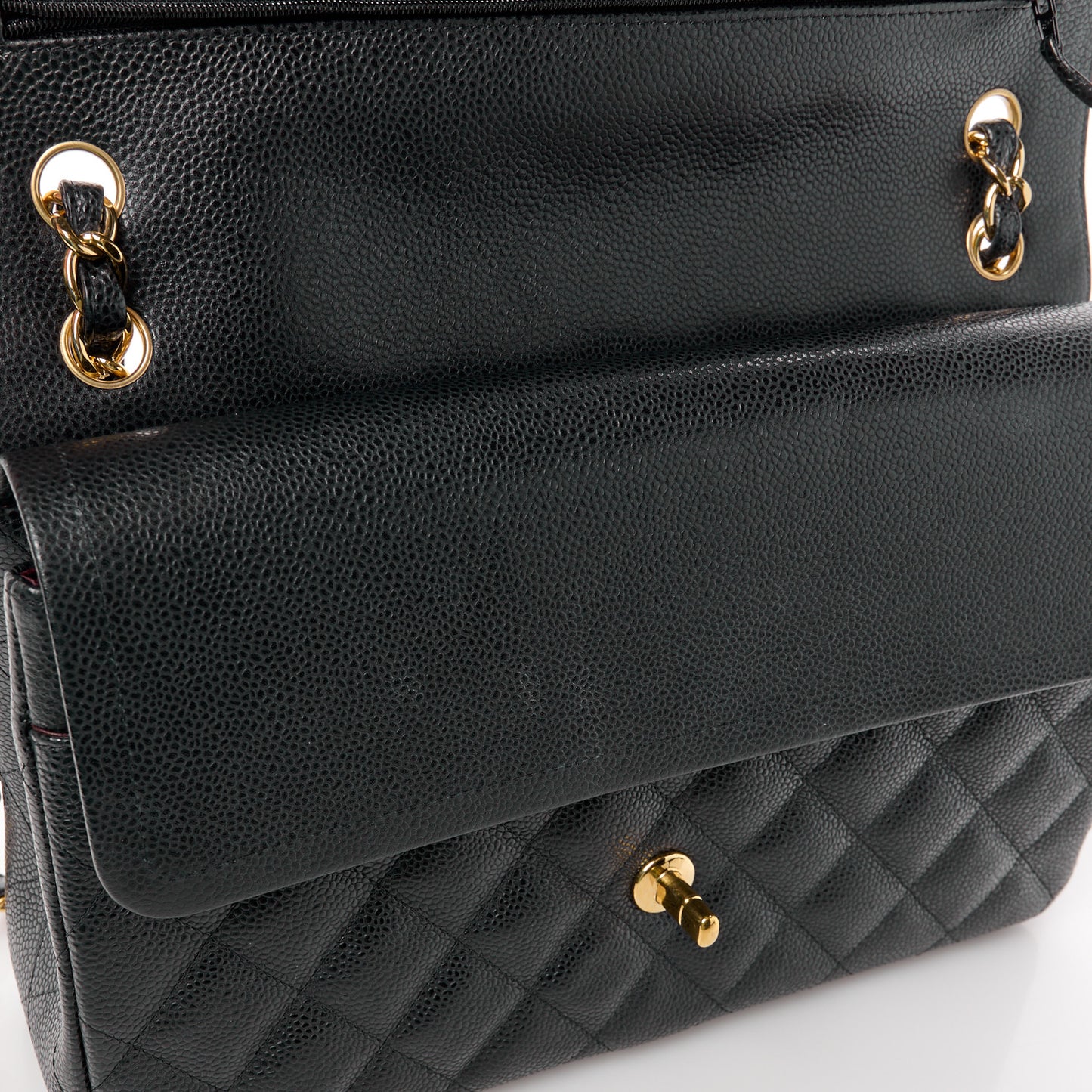 Caviar Quilted Jumbo Double Flap Black
