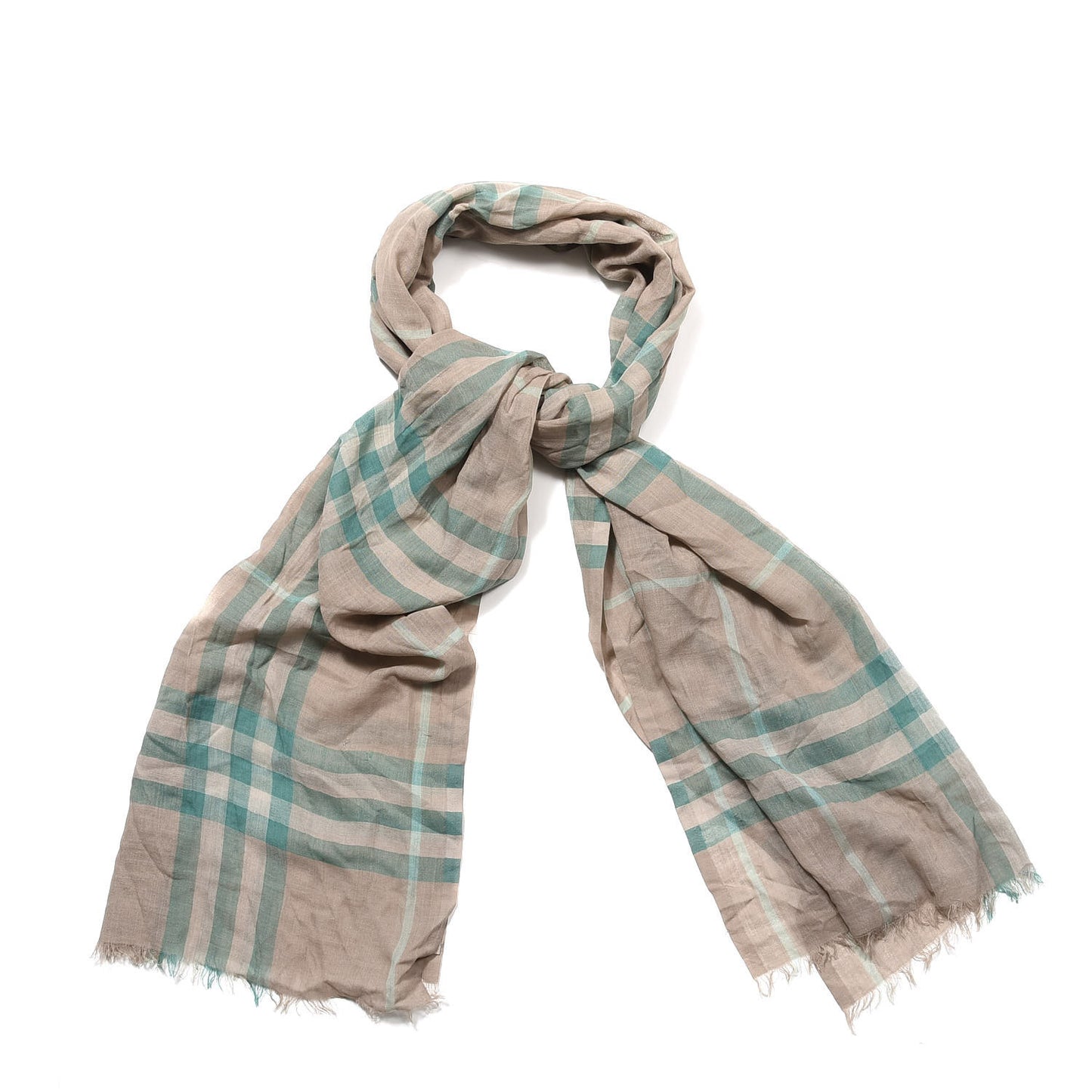 Linen Check Lightweight Scarf Green