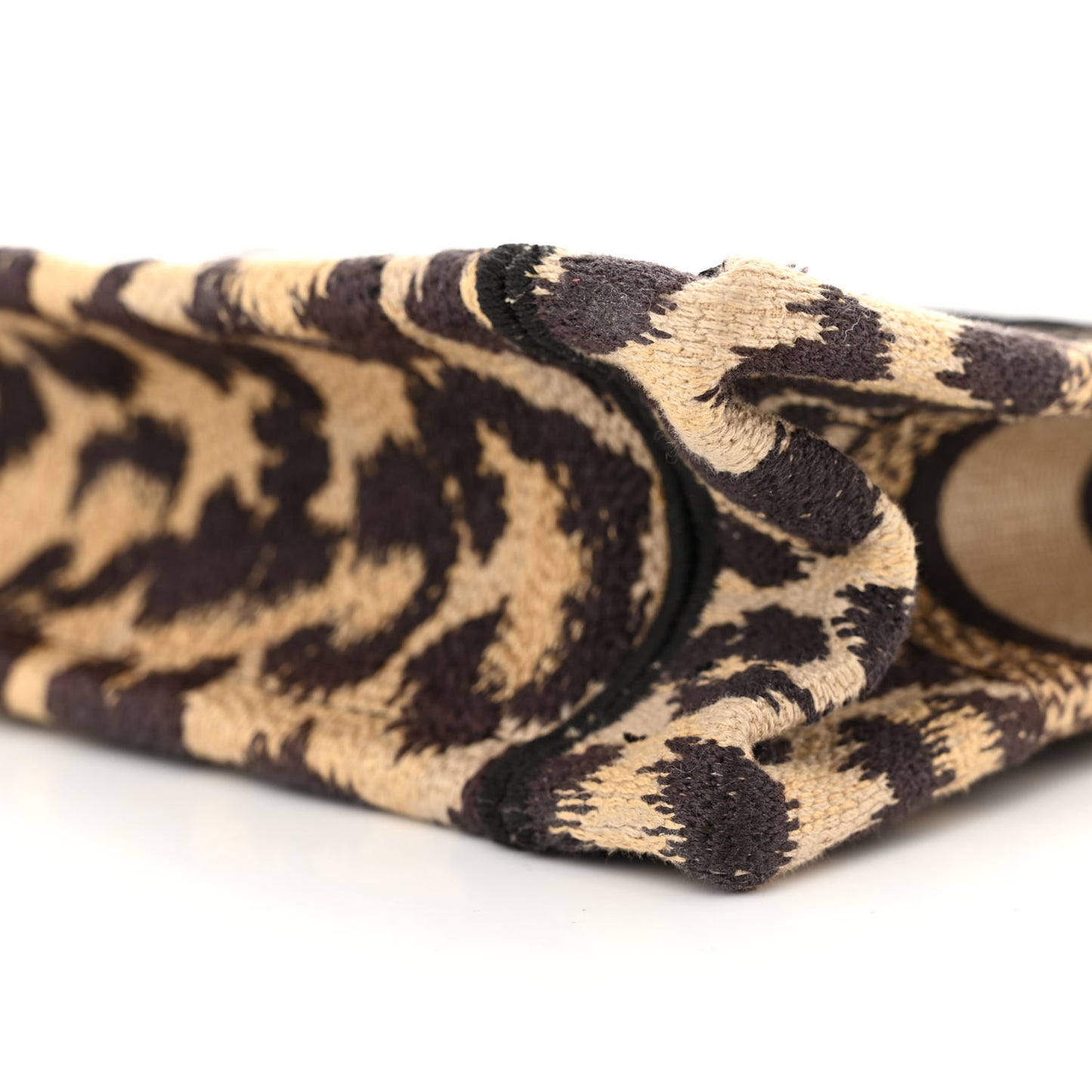 Canvas Mizza Embroidered Mini Leopard Book Tote Beige
