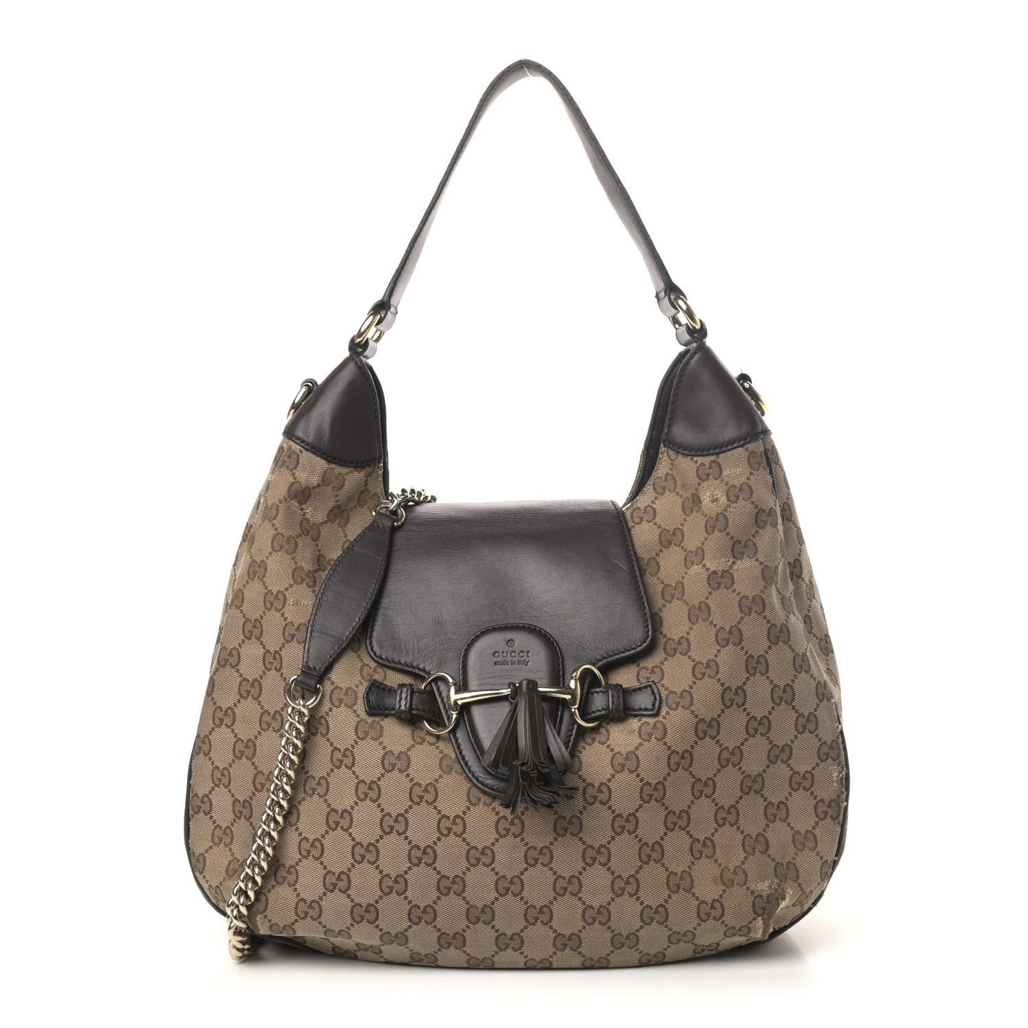 Monogram Margaux Calfskin Medium Emily Hobo Beige Ebony Cocoa