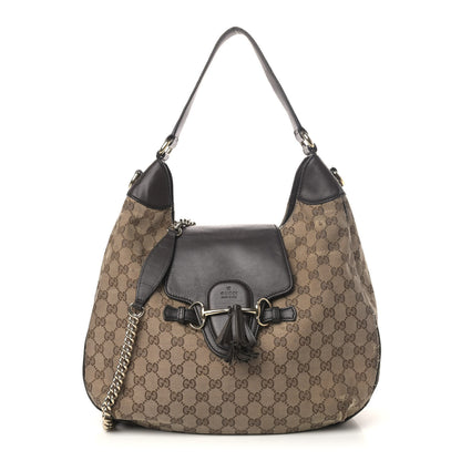 Gucci Monogram Margaux Calfskin Medium Emily Hobo Beige Ebony Cocoa 1 of 13
