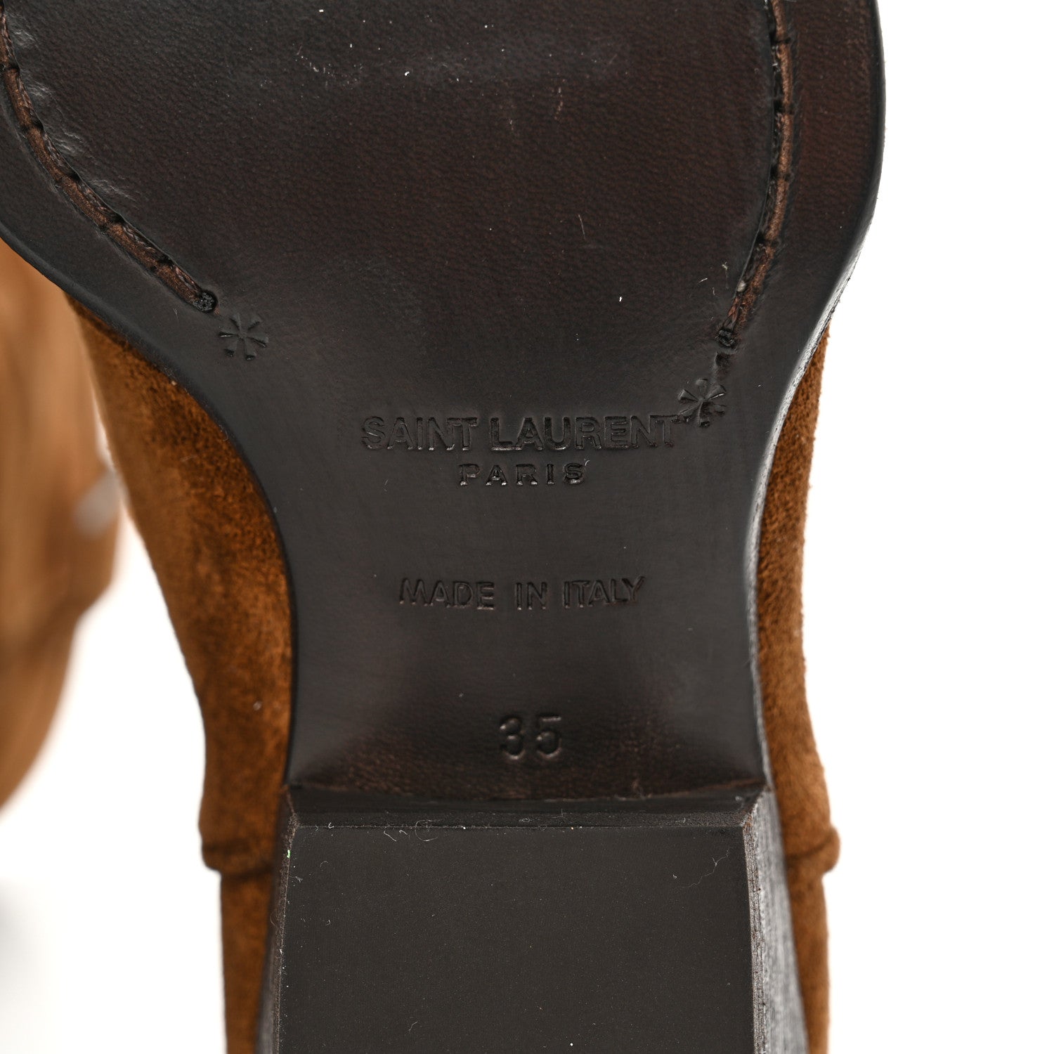 Saint Laurent Suede Houston Cowboy Boots 35 Brown 6 of 13