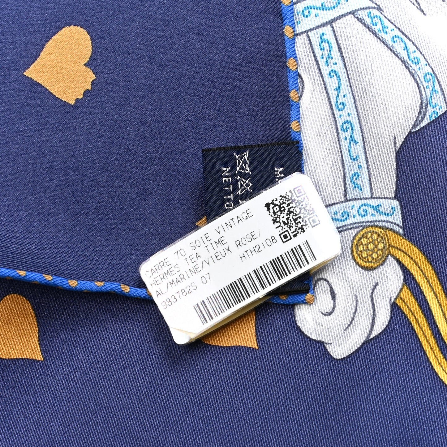 Silk Tea Time Scarf 70 Marine Vieux Rose
