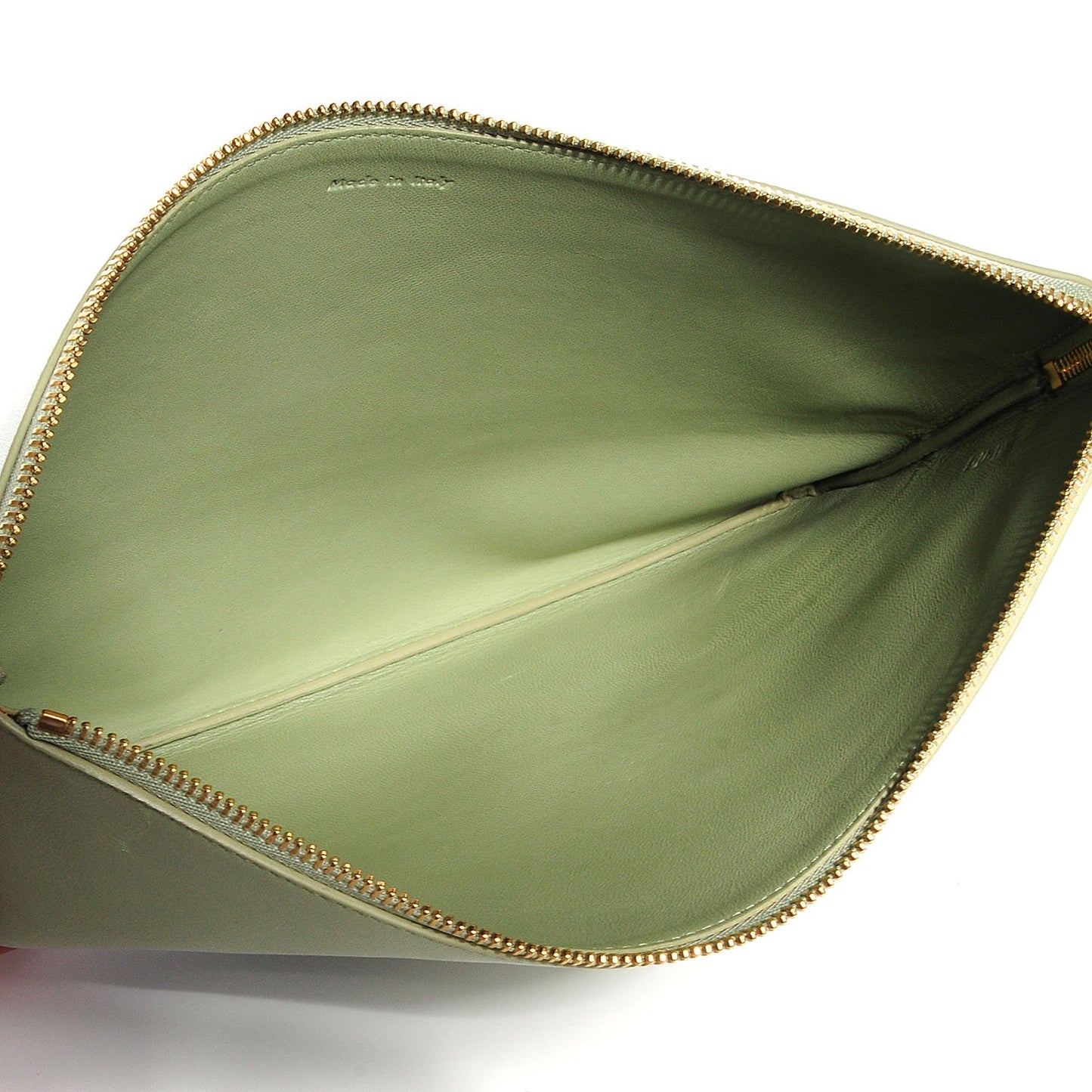 Lambskin Bi-Color Solo Clutch Pouch Pistachio Black