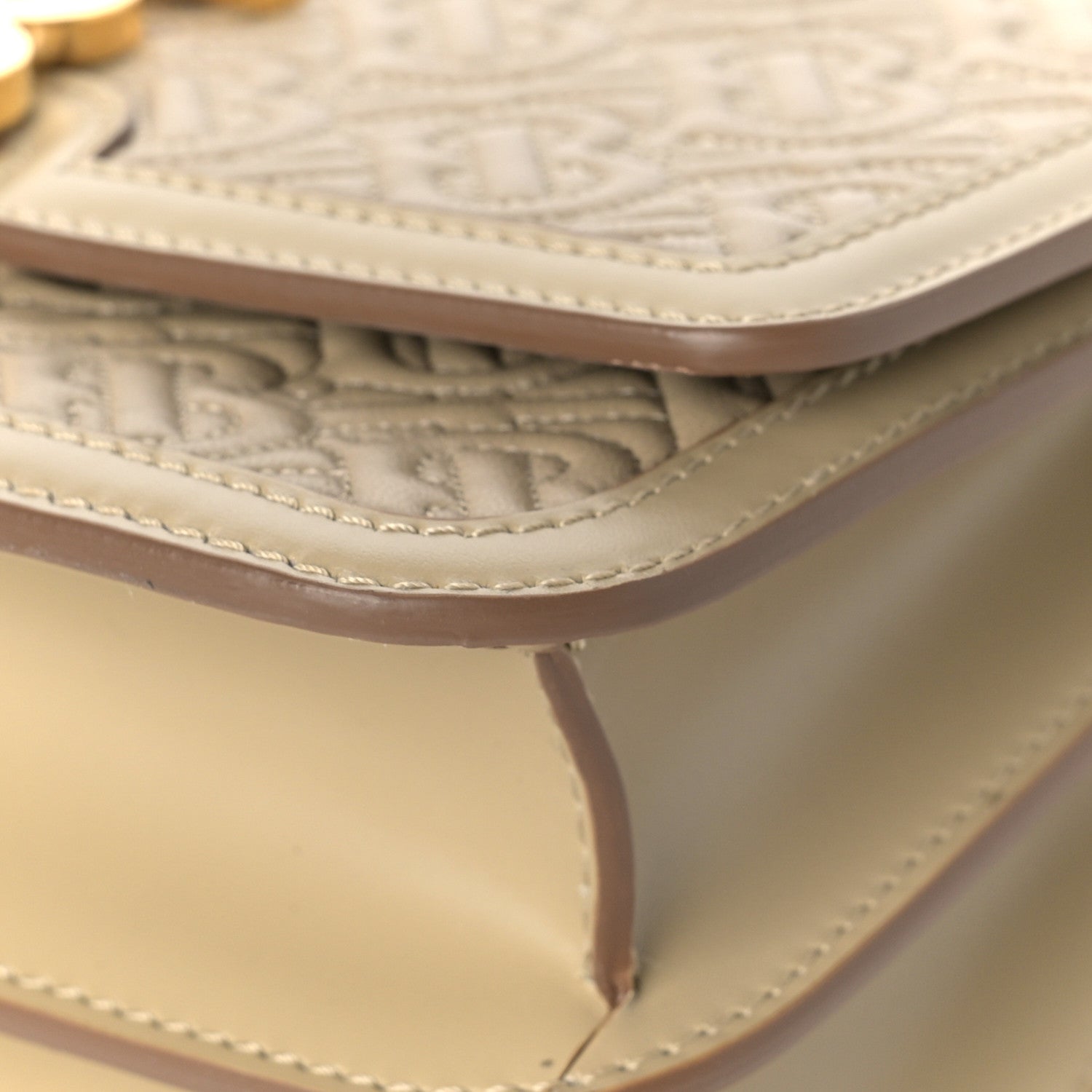 Burberry Calfskin Monogram Embossed Small TB Chain Bag Honey 8 of 8