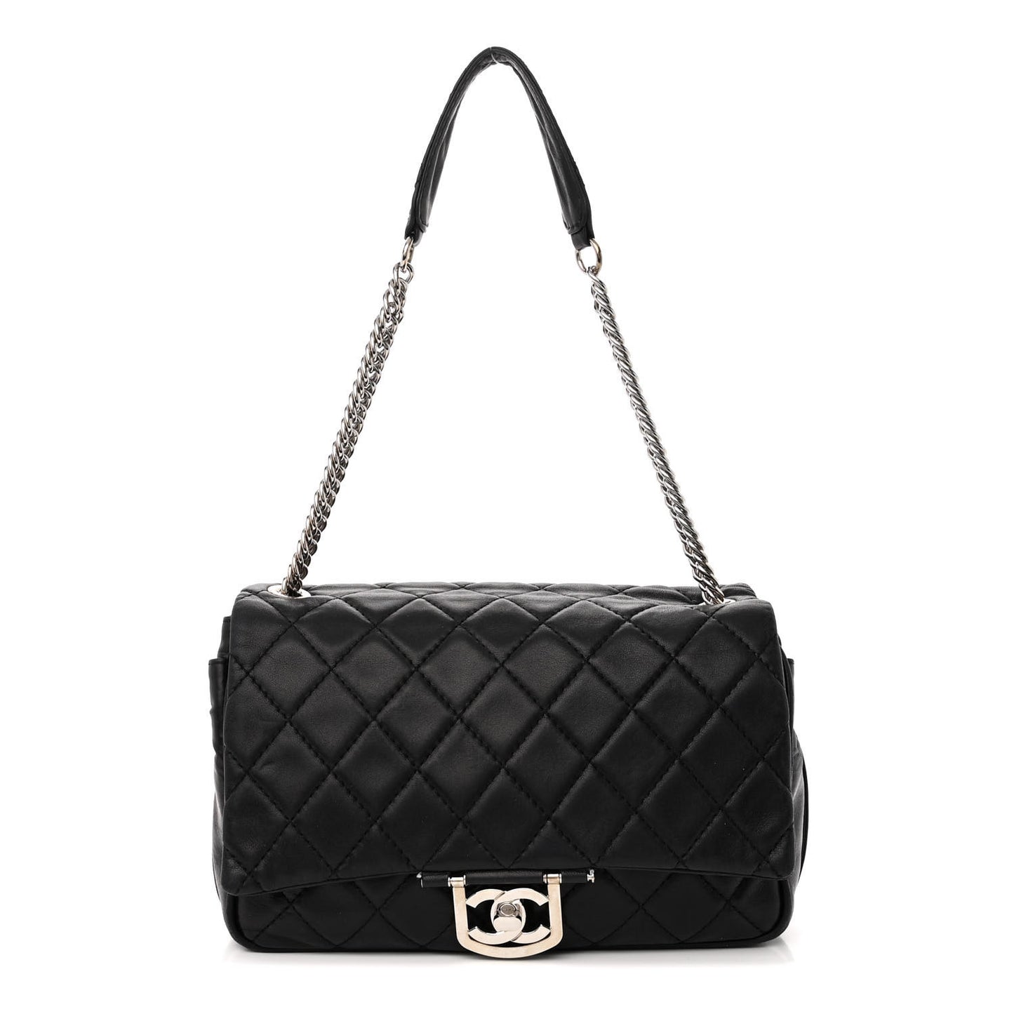 Lambskin Quilted Jumbo Icons Secret Label Flap Black