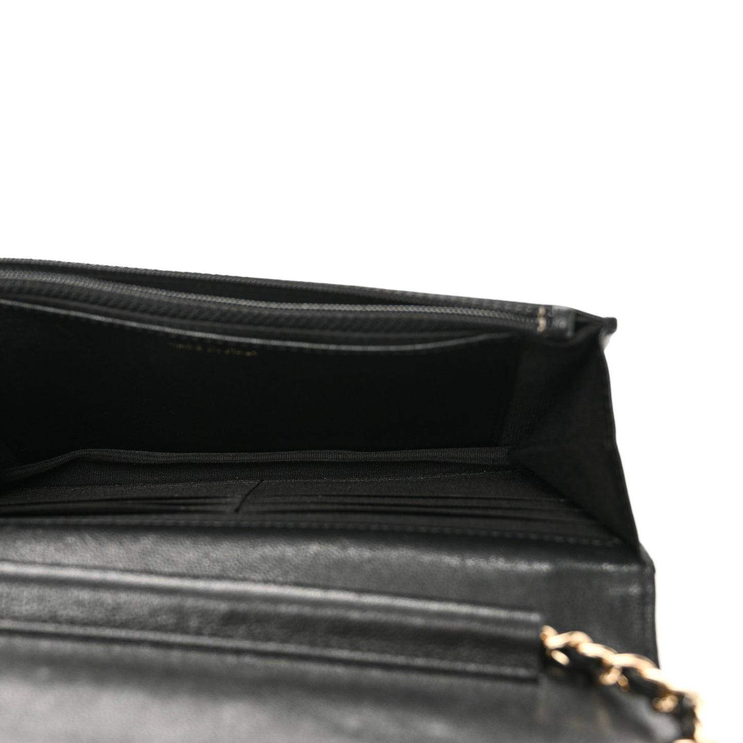 Caviar Sheepskin Chevron Quilted Vintage Mademoiselle Wallet On Chain WOC Black