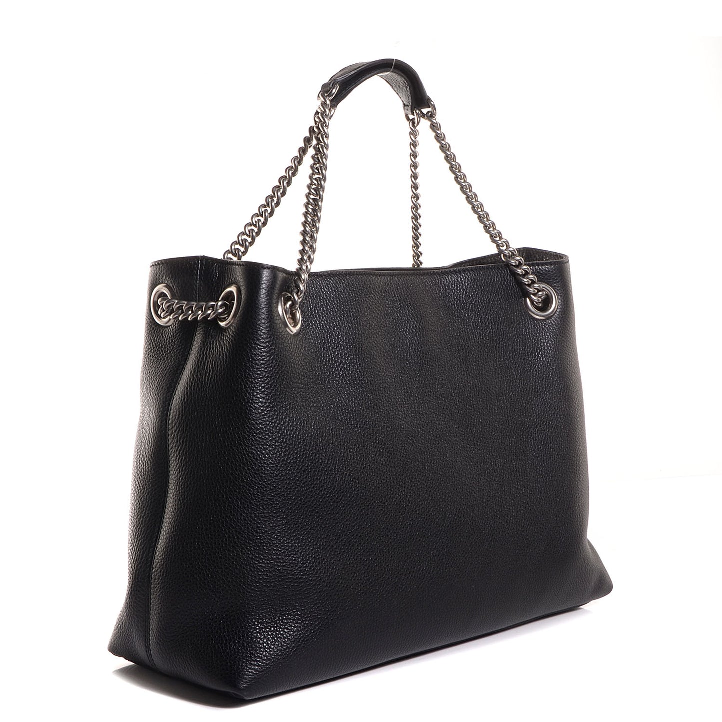 Pebbled Calfskin Studded Medium Soho Chain Shoulder Bag Black
