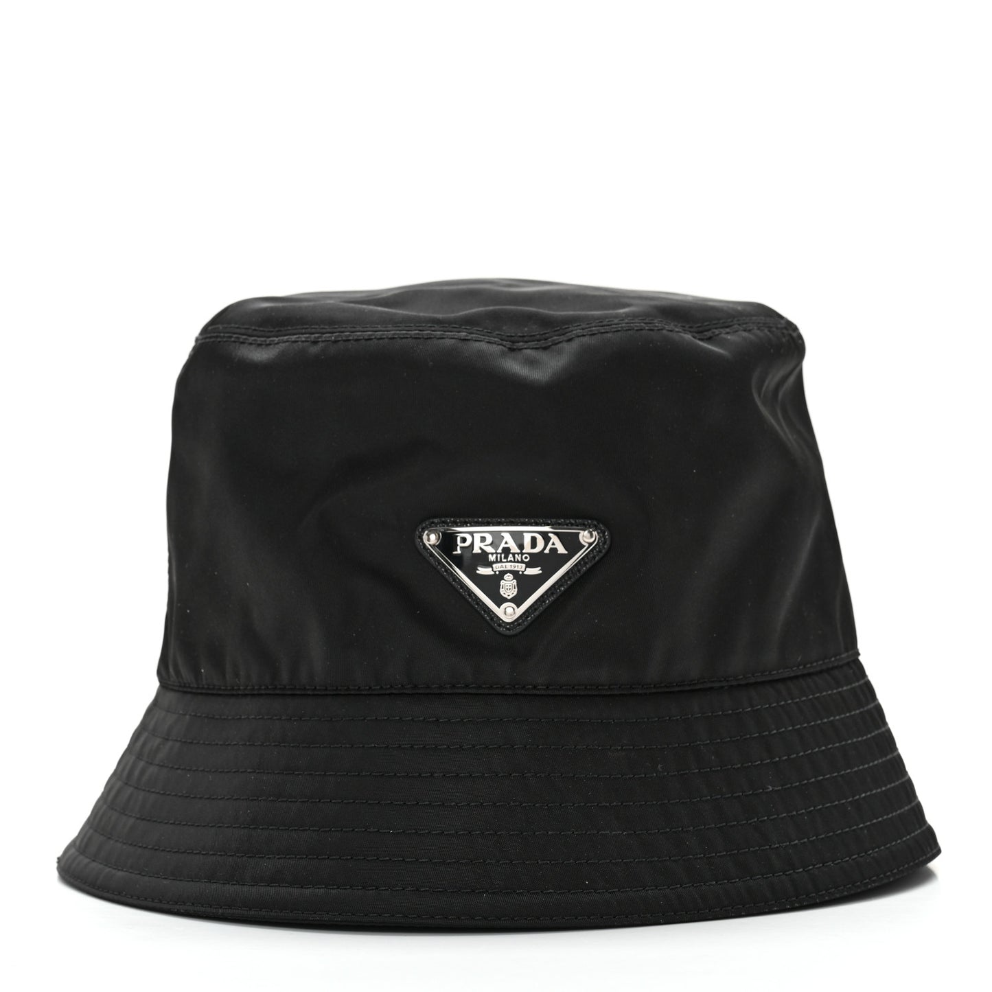 Re-Nylon Metal Triangle Logo Womens Bucket Hat S Black