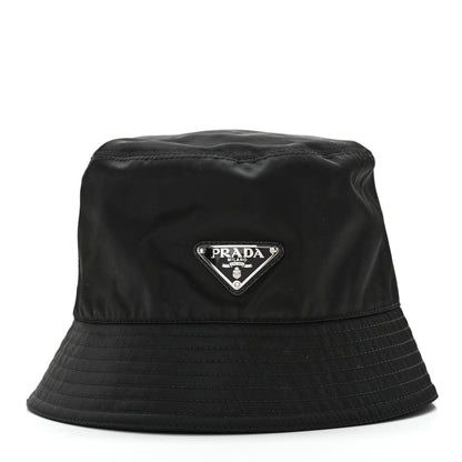 Prada Re-Nylon Metal Triangle Logo Womens Bucket Hat S Black 3 of 9