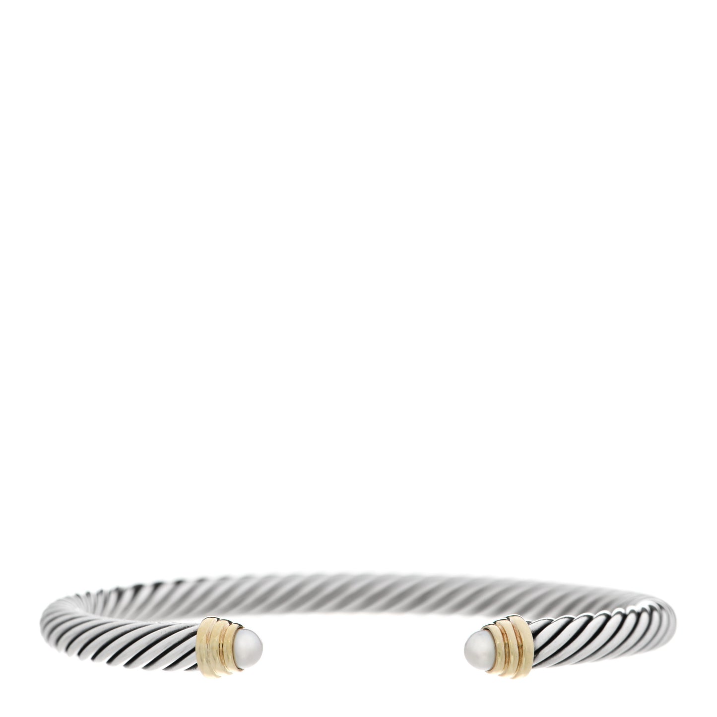 Sterling Silver 14K Yellow Gold Pearl 5mm Cable Classics Bracelet