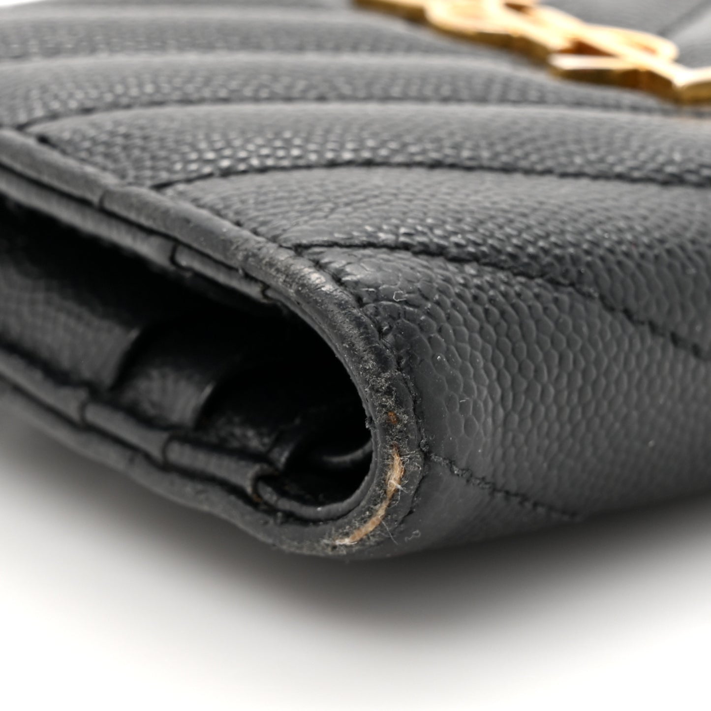 Grain De Poudre Matelasse Chevron Monogram Zipped Two-Part Wallet Black