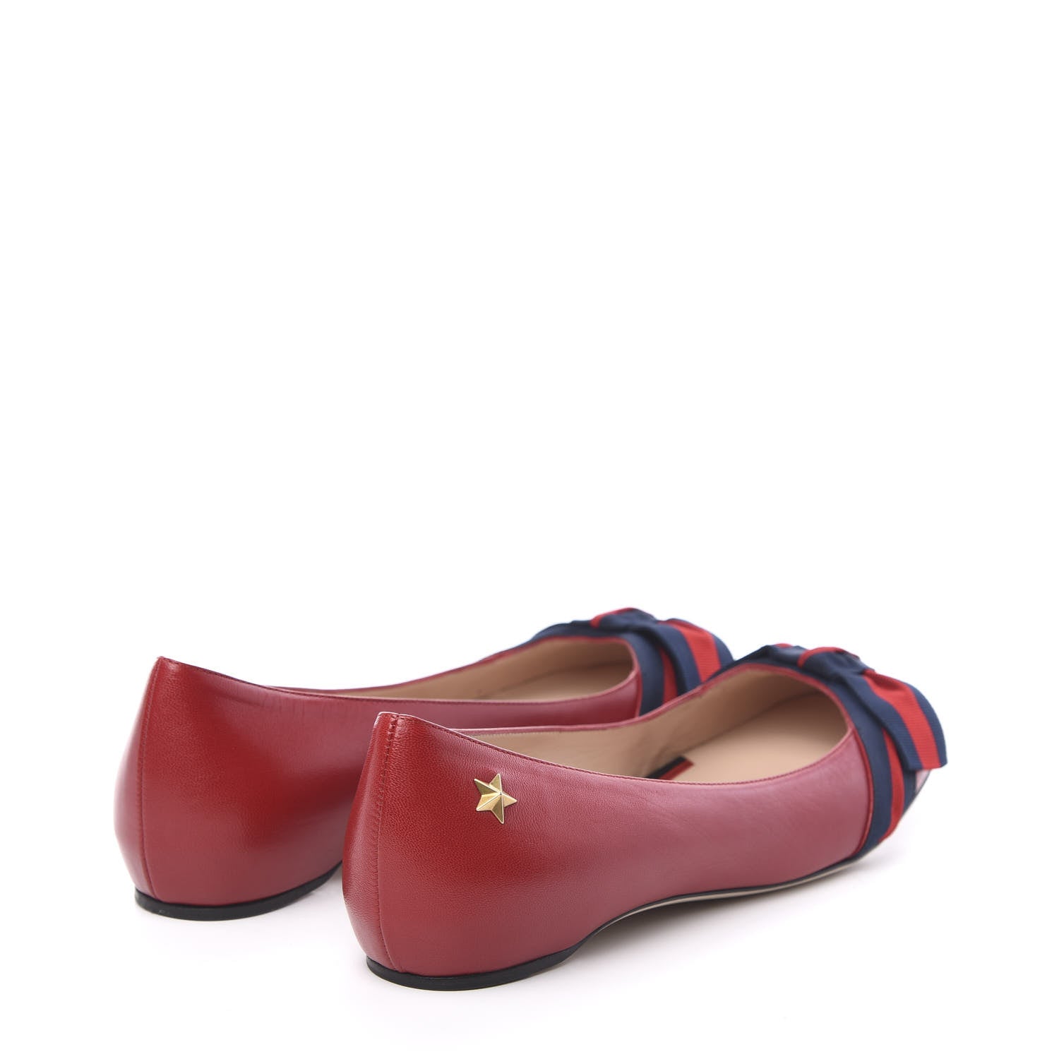 Gucci Calfskin Web Ballerina Flat 37.5 Red 4 of 9