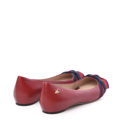 Gucci Calfskin Web Ballerina Flat 37.5 Red 4 of 9