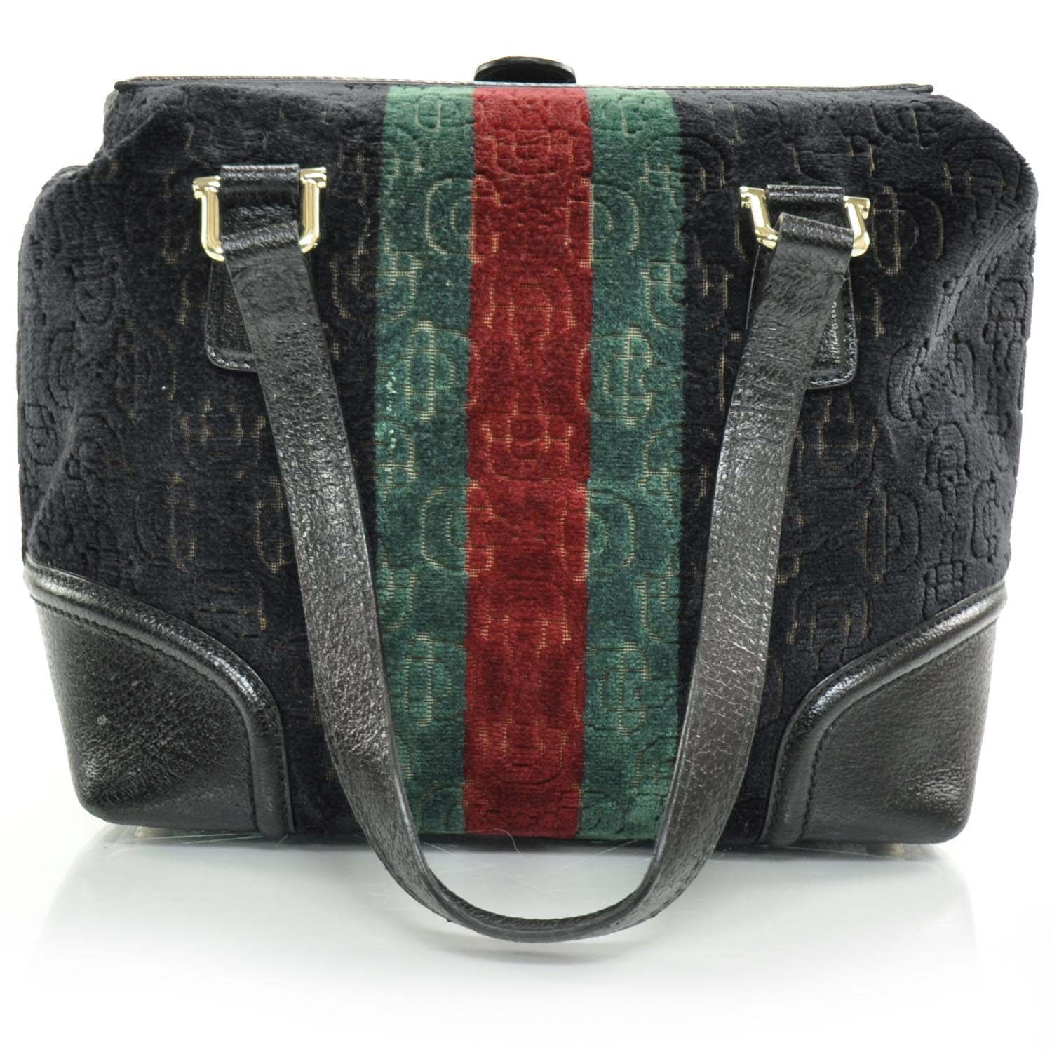 Gucci Velvet Horsebit Embossed Treasure Boston Black 4 of 11