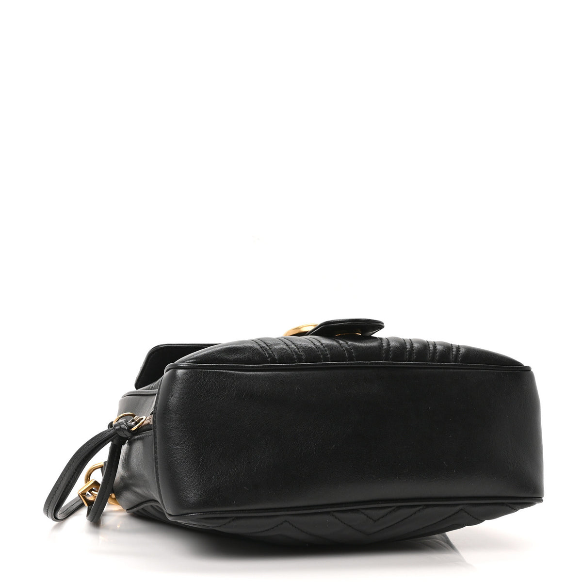 Calfskin Matelasse Sylvie Web Small GG Marmont Top Handle Shoulder Bag Black