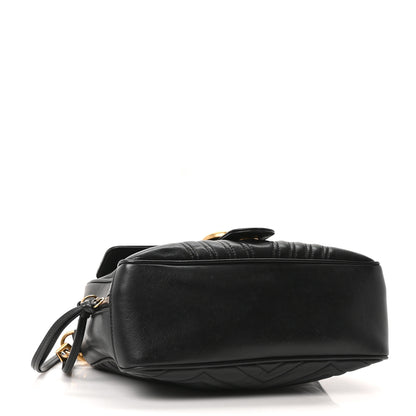 Gucci Calfskin Matelasse Sylvie Web Small GG Marmont Top Handle Shoulder Bag Black 4 of 10