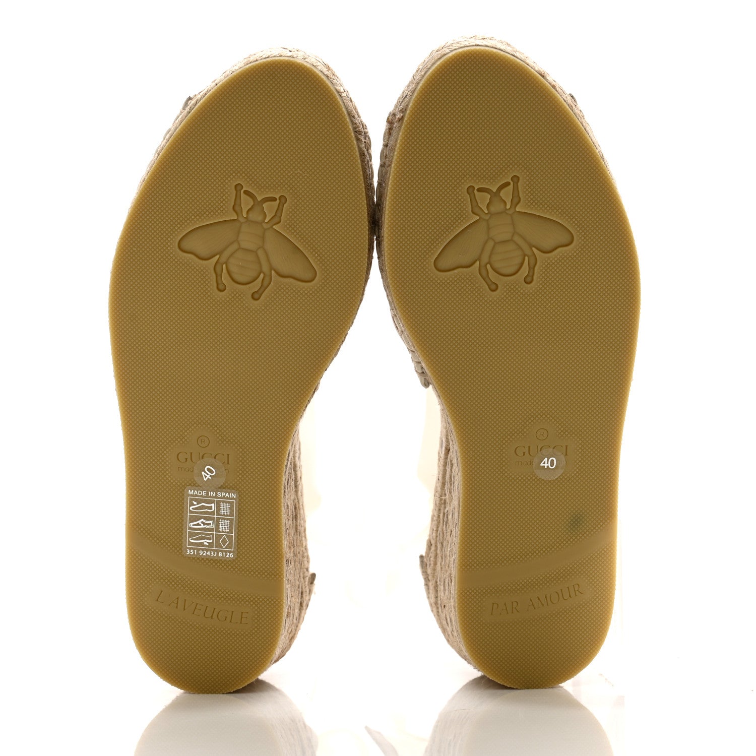 Gucci GG Raffia Monogram Ankle Wrap Platform Espadrille Wedge Sandals 40 Beige 5 of 11