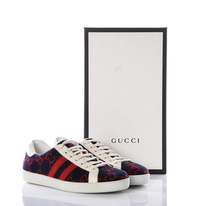 Gucci Covered Wool Big GG Monogram Mens Sneakers 8.5 Blue Red Mystic White 11 of 11