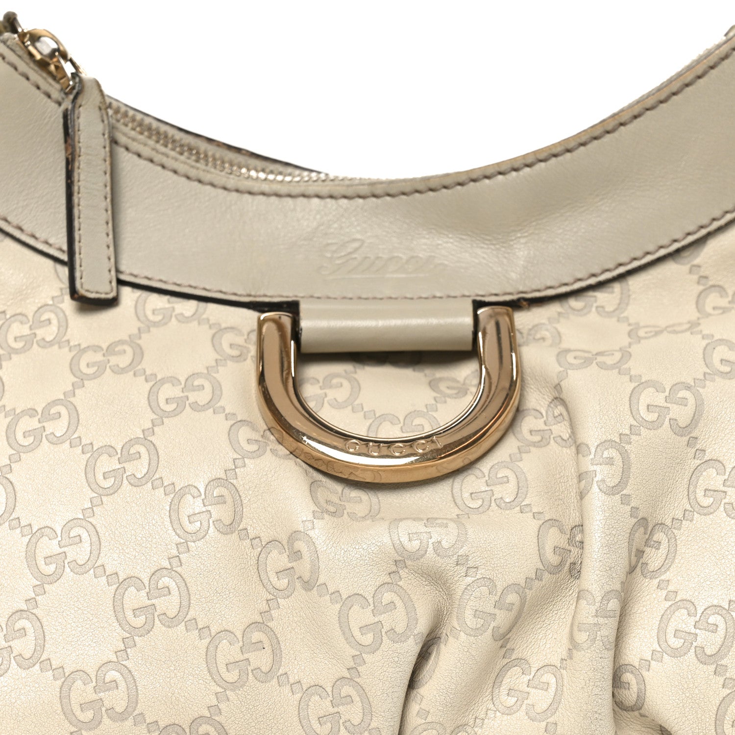 Gucci Guccissima Medium D Gold Hobo Off White 8 of 11