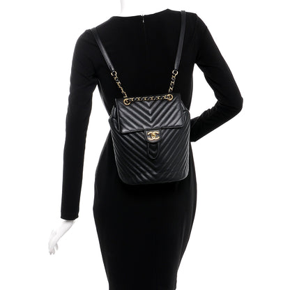 Chanel Calfskin Chevron Quilted Small Urban Spirit Backpack Black 2 of 7