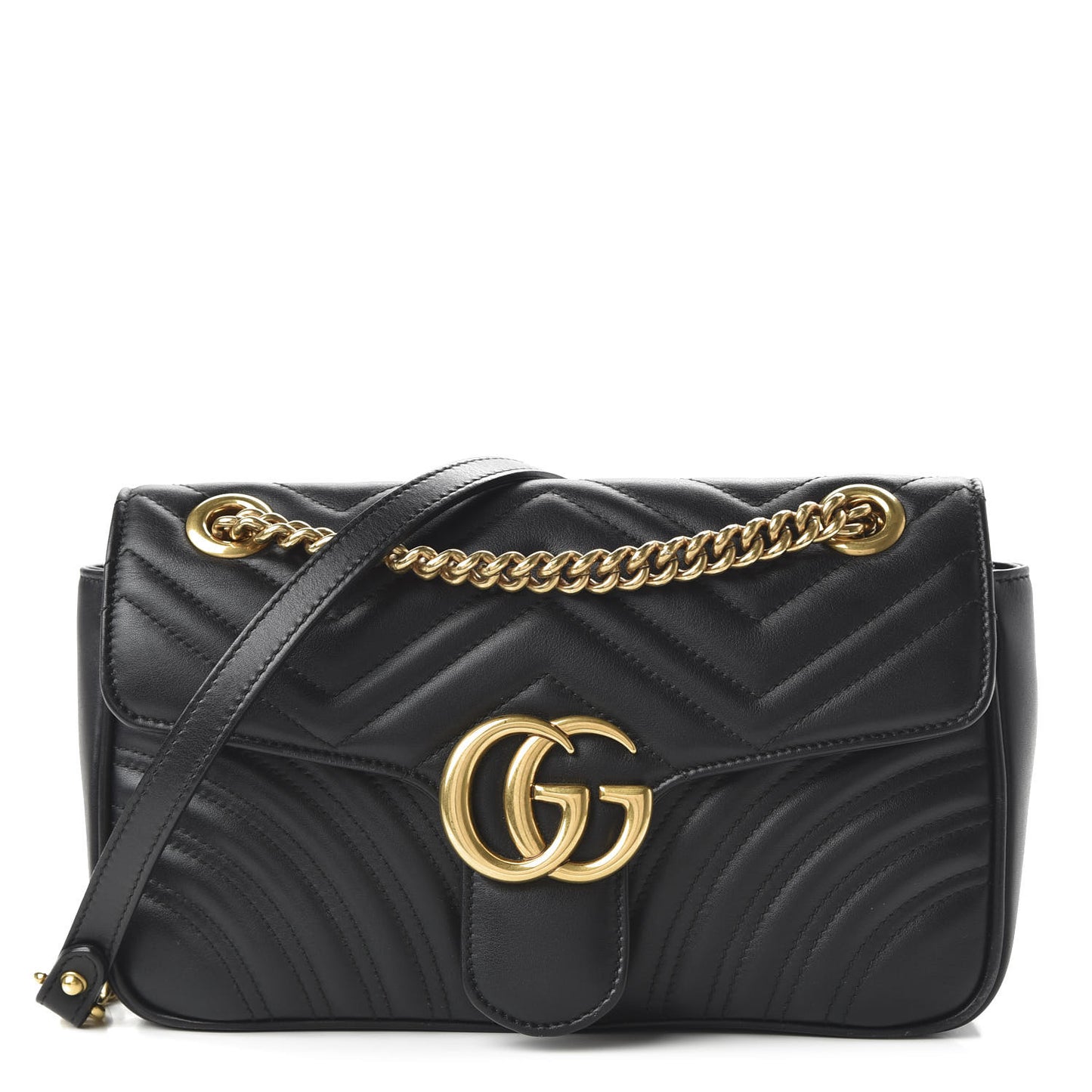 Calfskin Matelasse Small GG Marmont Shoulder Bag Black