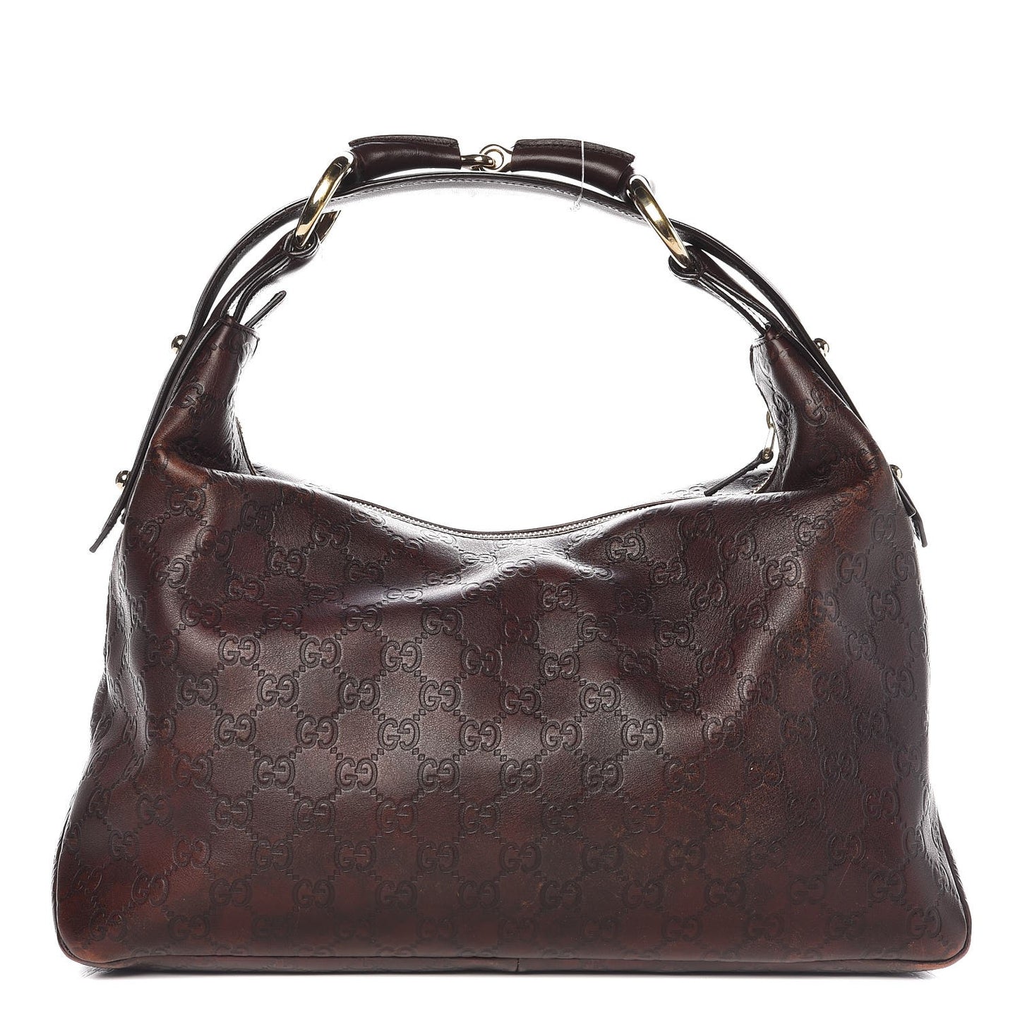 Guccissima Medium Horsebit Chain Hobo Dark Brown