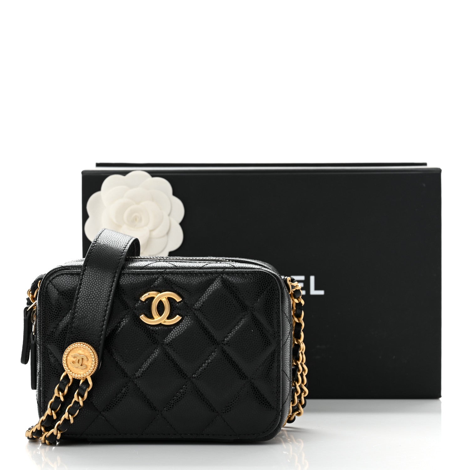 Chanel Caviar Quilted Twist Your Buttons Clutch With Chain Black 11 of 11