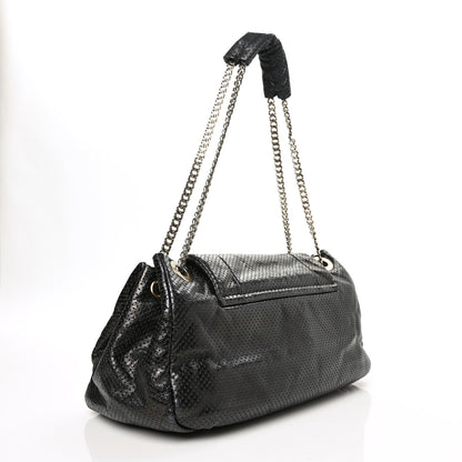 Chanel Metallic Calfskin Perforated Large Drill Accordion Flap Black 4 of 11