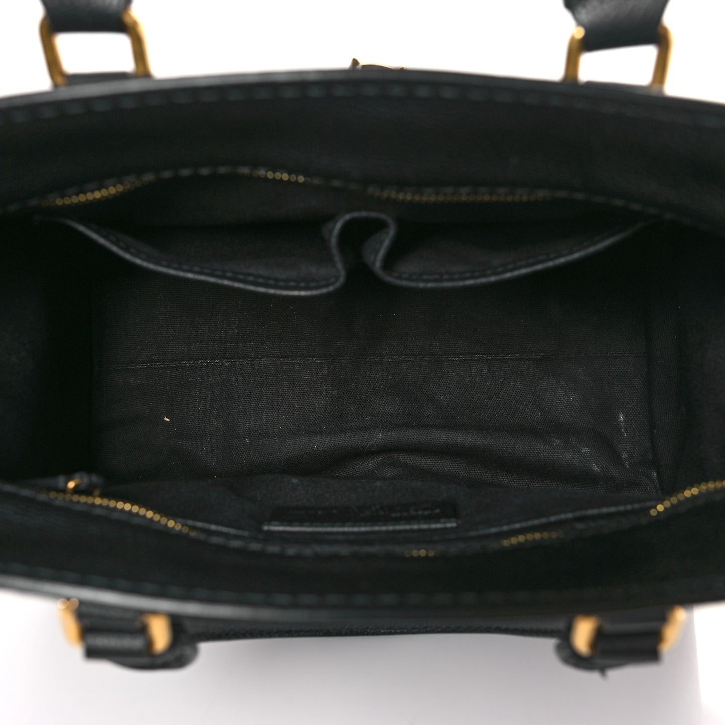 Pebbled Calfskin Padlock Pocket Tote Black