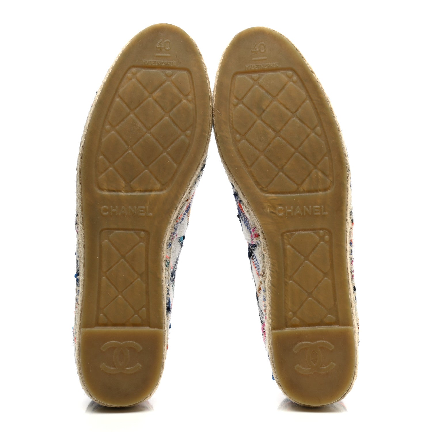 Chanel Tweed Grosgrain CC Espadrilles 40 White Blue Pink Green Black 5 of 10
