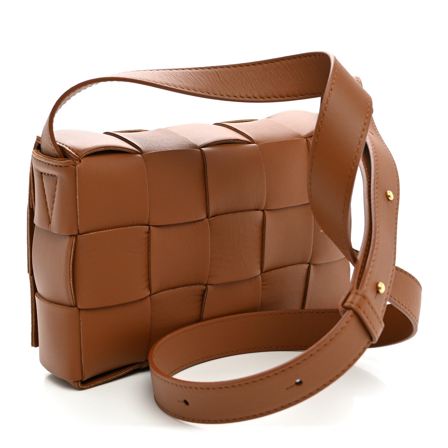 Lambskin Maxi Intrecciato Cassette Crossbody Bag Caramel