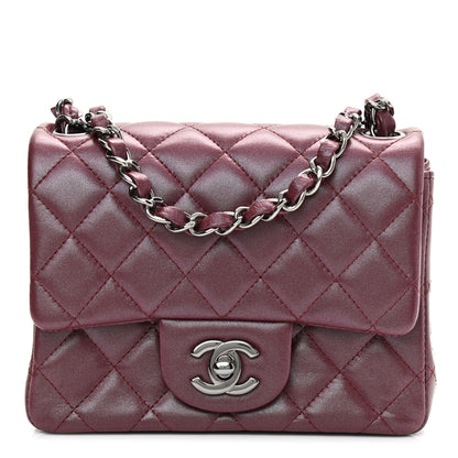 Chanel Iridescent Lambskin Quilted Mini Square Flap Burgundy 1 of 11