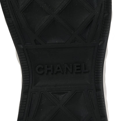 Chanel Velvet Calfskin Mixed Fibers Mens CC Sneakers 40 Ivory Black 6 of 8
