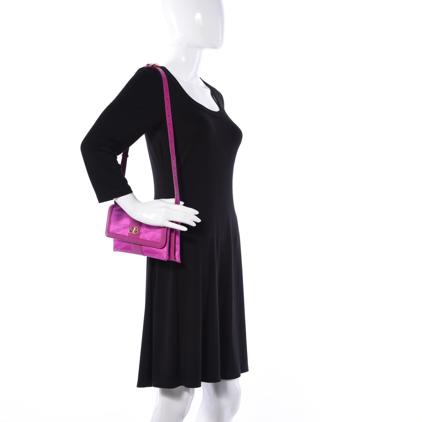 Jacquard Nylon Calfskin Shift Wallet On Strap Pink