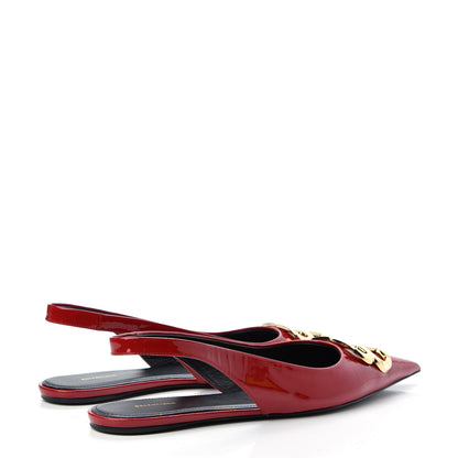 Balenciaga Patent BB Knife Pointy Toe Slingback Flats 39 Rouge Cardinal 4 of 11
