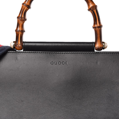 Gucci Nappa Bamboo Web Medium Nymphaea Top Handle Bag Black 13 of 13