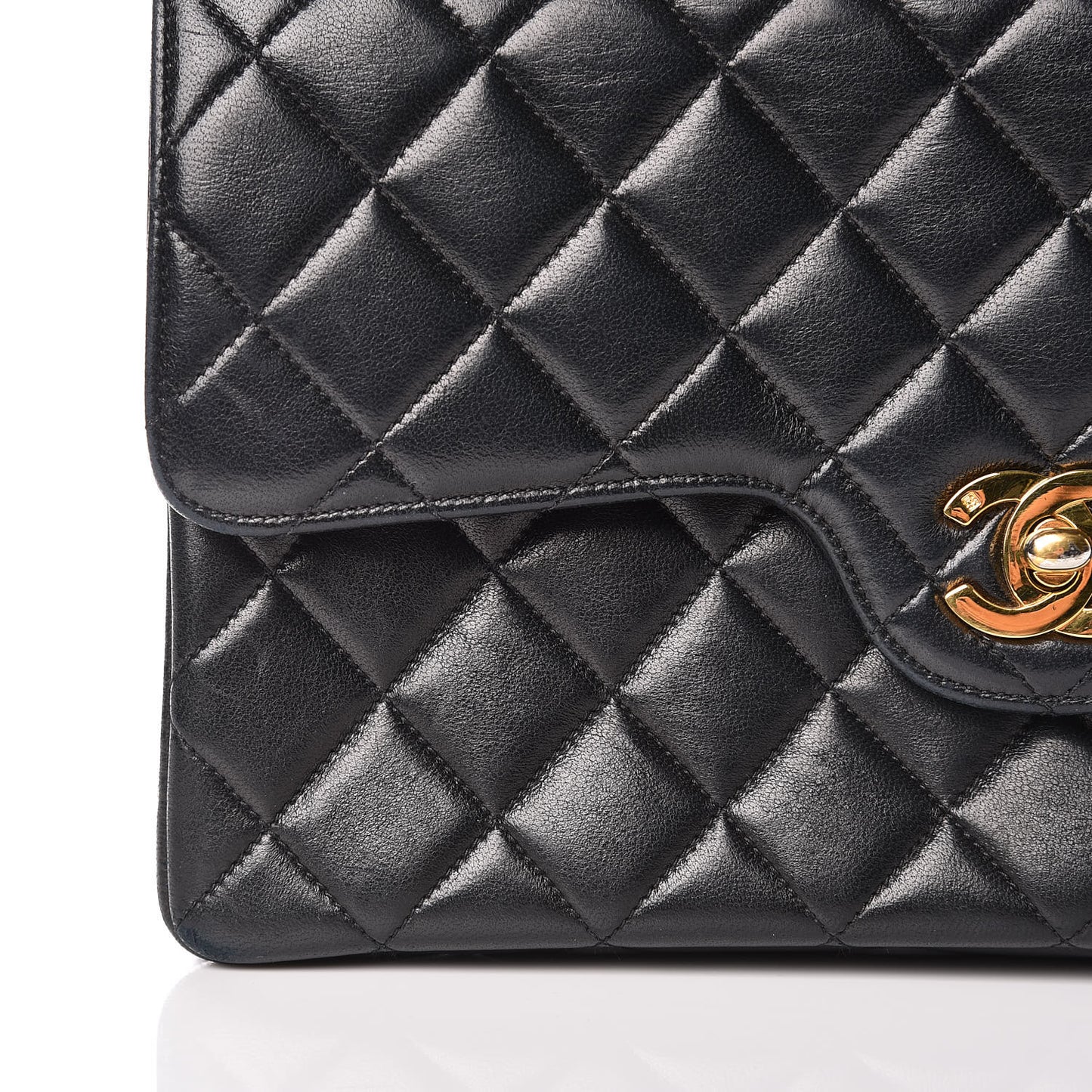 Lambskin Quilted Medium Double Flap Black