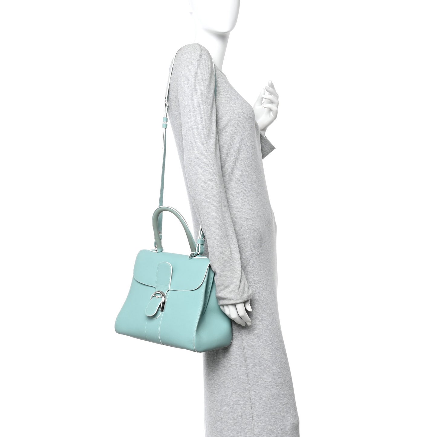 Grained Calfskin MM Brillant Satchel Light Blue