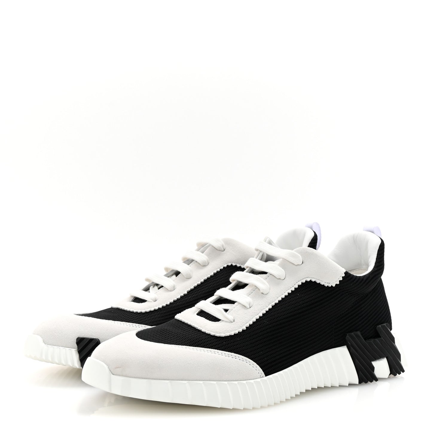 Ripstop Fabric Suede Mens Bouncing Sneakers 42.5 Black White