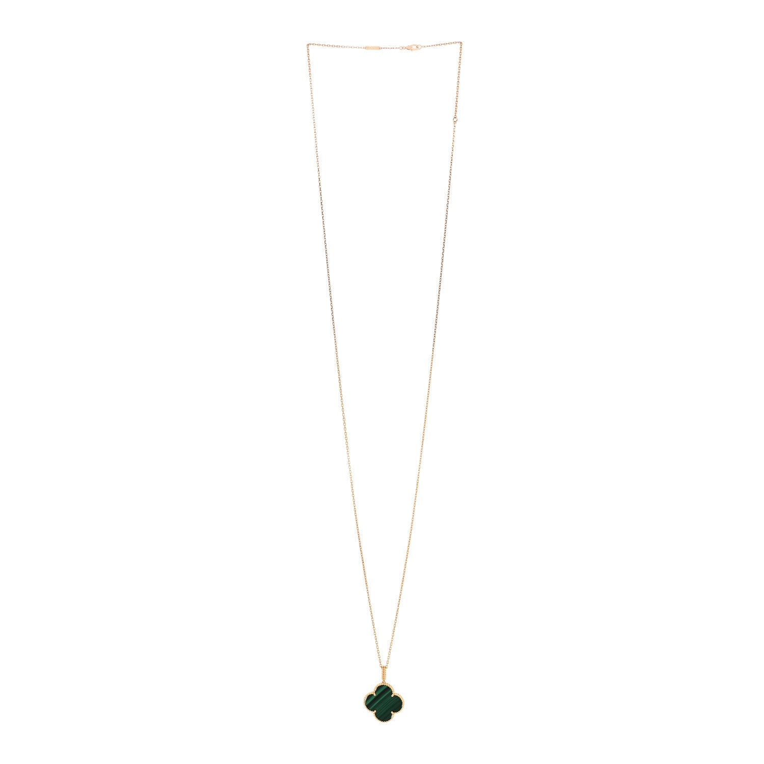 Van Cleef & Arpels 18K Yellow Gold Malachite Magic Alhambra Pendant Necklace 3 of 6