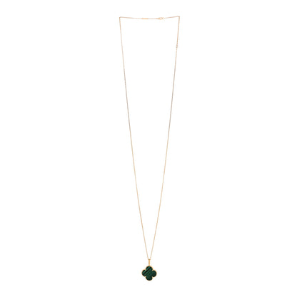 Van Cleef & Arpels 18K Yellow Gold Malachite Magic Alhambra Pendant Necklace 3 of 6