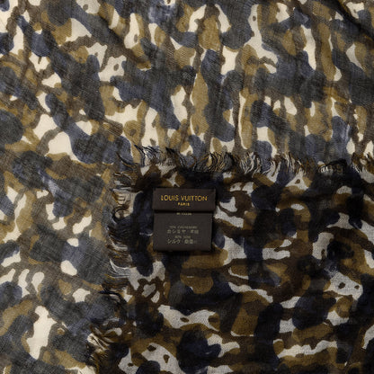 Louis Vuitton Cashmere Silk Leopard Stole Green 2 of 3