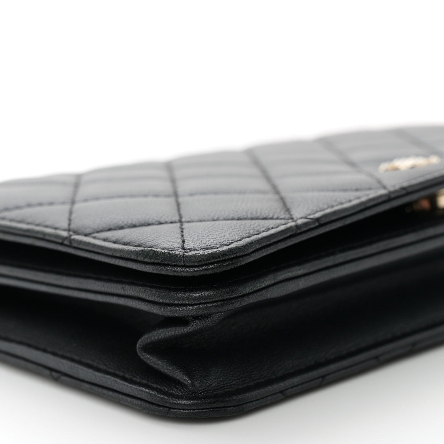 Chanel Iridescent Lambskin Quilted Pearl Wallet On Chain WOC Black 10 of 11